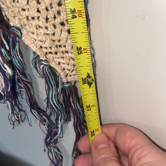 Su & Lola Boho Bright Striped Fringe Open Front Cardigan - Size Medium - Picture 6 of 10